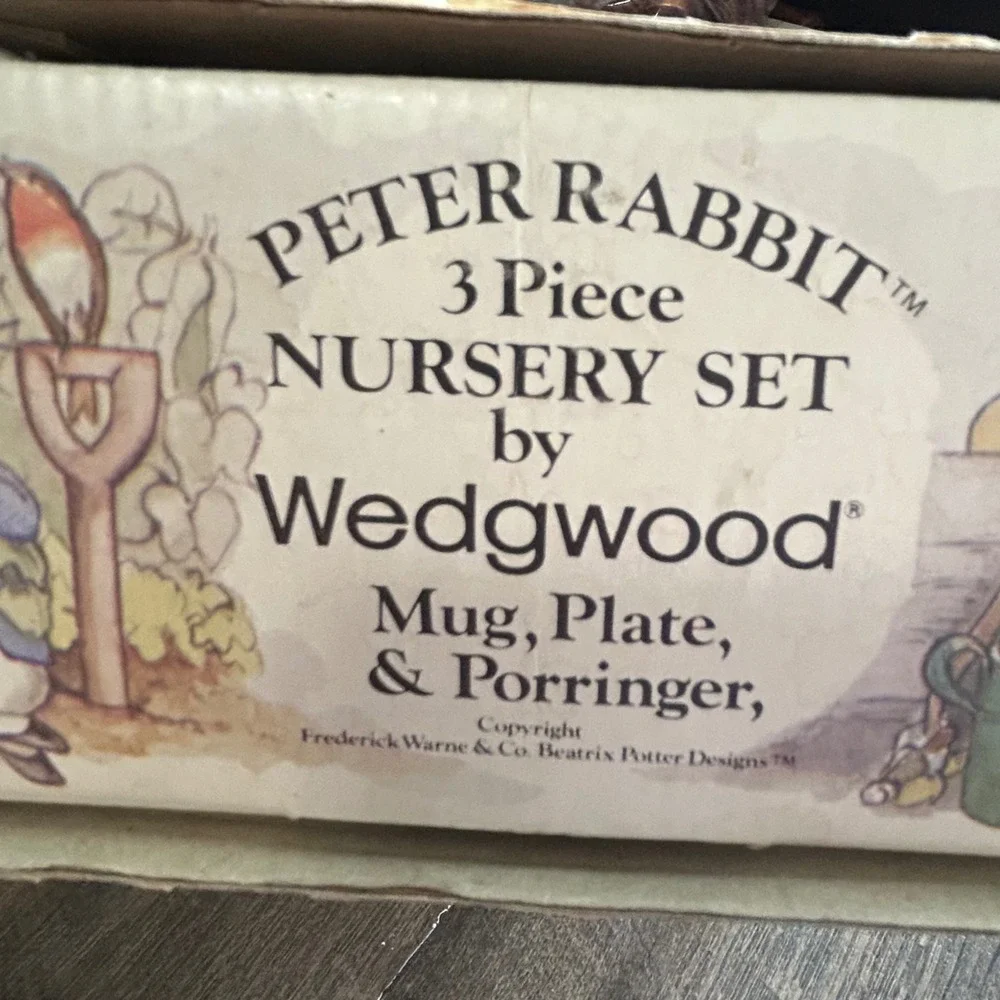 Wedgwood Peter Rabbit Nursery Set 3 Piece Mug Plate Porringer Beatrix Potter